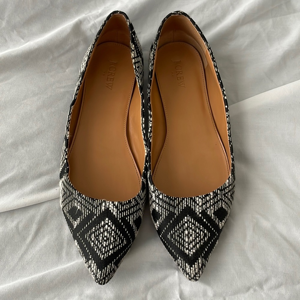 Jcrew Black and White Patterned Flats